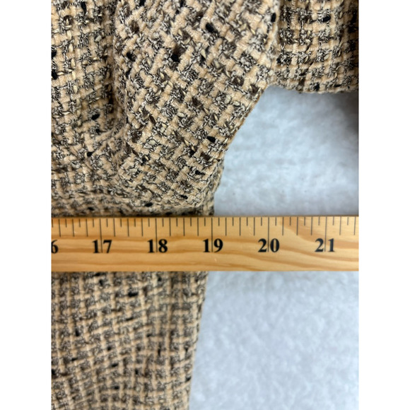 Ann Taylor Womens Suit Jacket Blazer Beige Wool Blend Herringbone Long Sleeve 10 - Picture 3 of 6